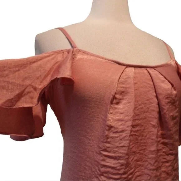 NEW JustFab Midi Slip Dress XS Off Shoulder X-Small NWOT Rose Pink - Picture 7 of 8